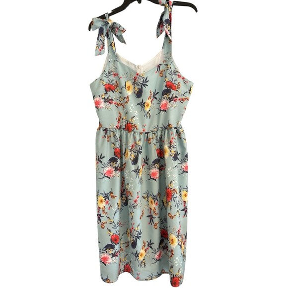 Floral Tropical Boho  Dress Spring Summer Tie Sleeve Size Large - Picture 1 of 8